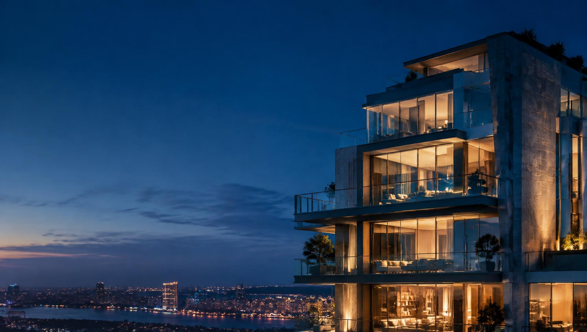 Modern tower at blue hour